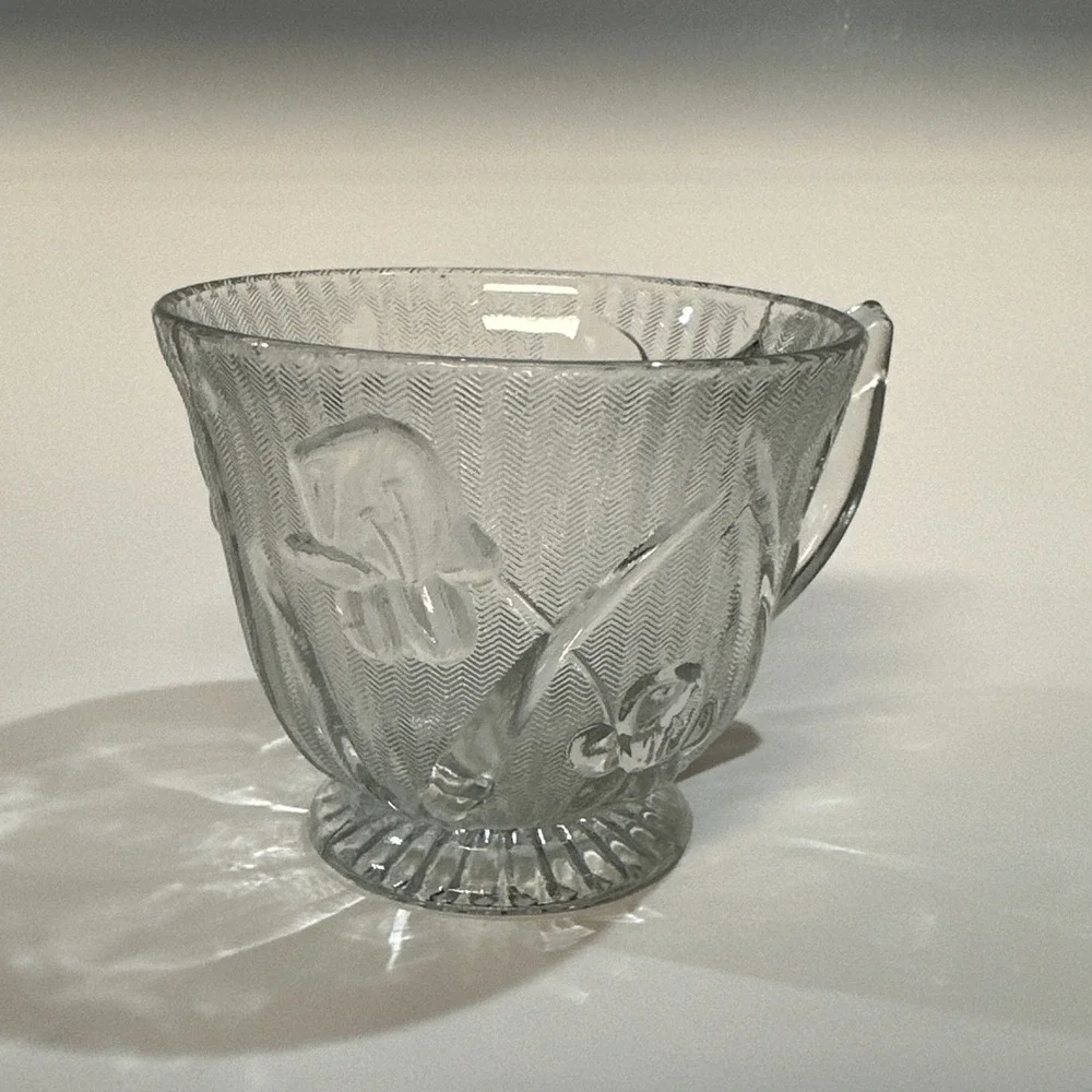 Vintage‎ Jeannette Iris & Herringbone Clear Glass Punch Cup Footed